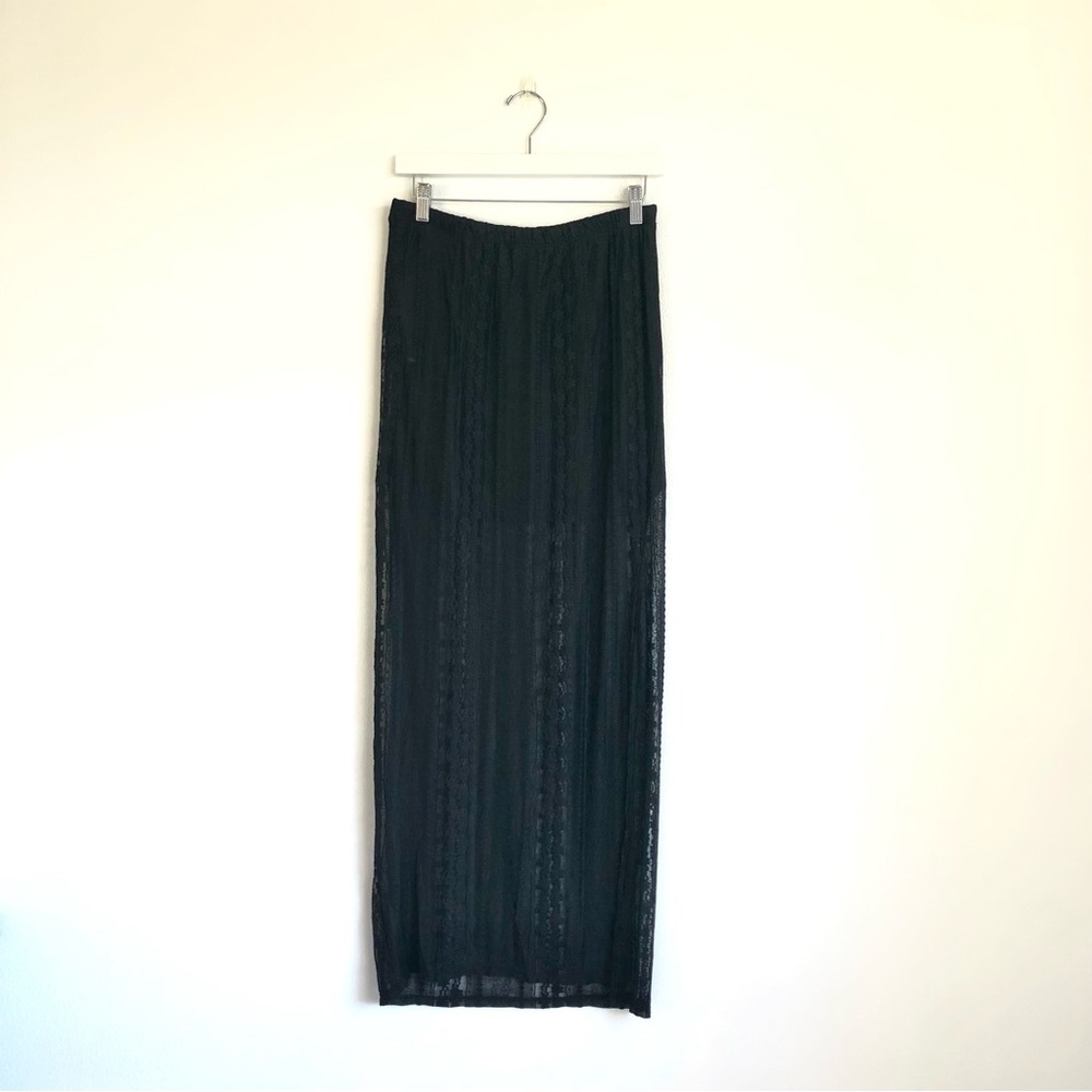 NWT No Comment Black Floral Lace Midi Maxi Skirt Size Large Whimsigoth Fairycore